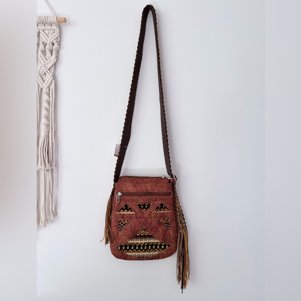 Artisan Handmade Crossbody Bag with Woven Accents